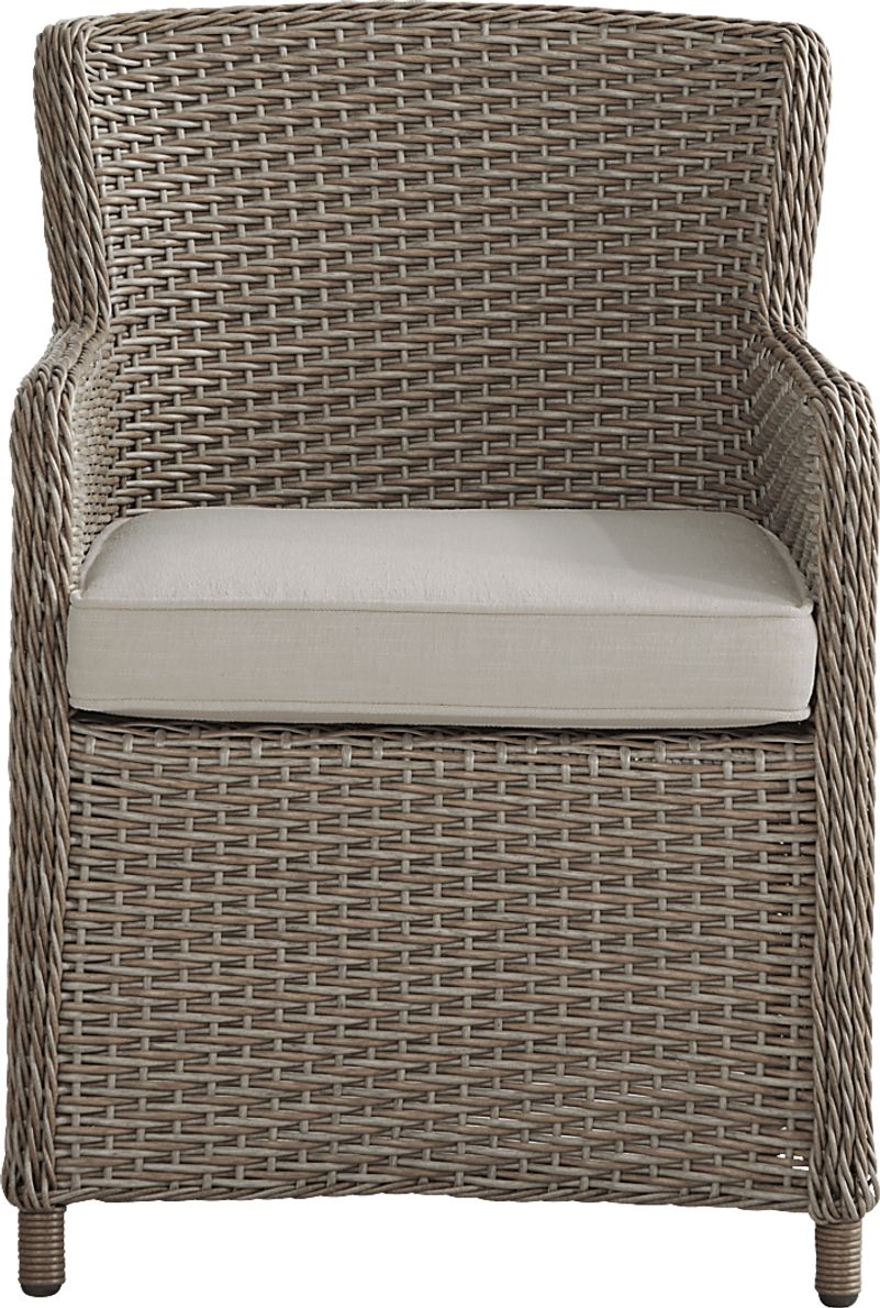 Ridgecrest Brown Outdoor Arm Chair with Parchment Cushions
