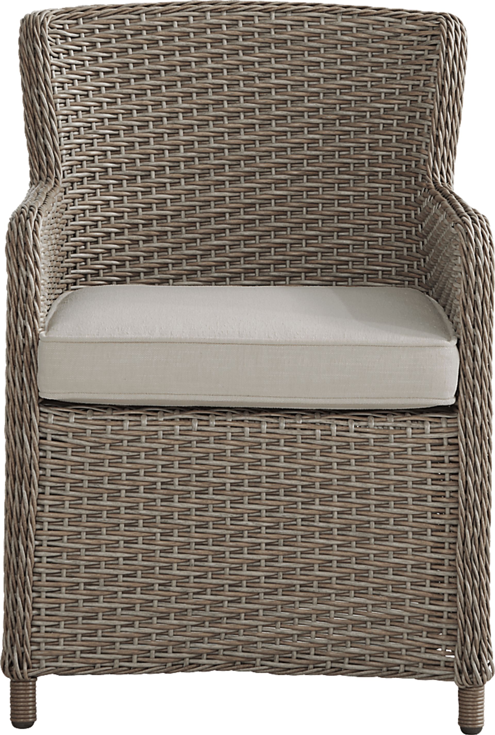 Ridgecrest Natural 5 Pc Round Outdoor Dining Set With Parchment Cushions - Image 5