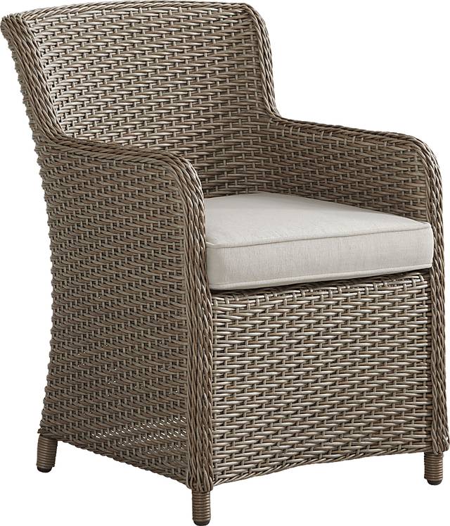 Ridgecrest Brown Outdoor Arm Chair with Parchment Cushions - Thumbnail - Image 1