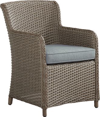 Ridgecrest Gray Outdoor Arm Chair with Seafoam Cushions