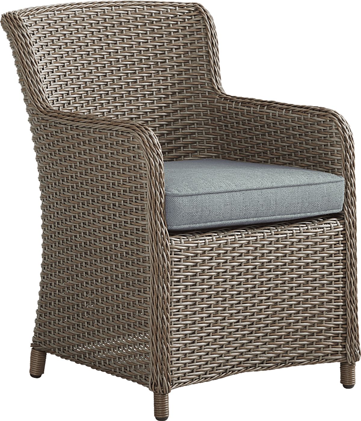 Ridgecrest Brown Dark Wood Seafoam Green Wicker Outdoor Arm Chair