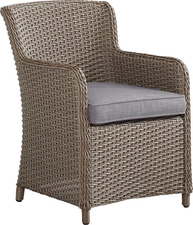 Ridgecrest Brown Outdoor Arm Chair with Slate Cushions - Thumbnail - Image 1
