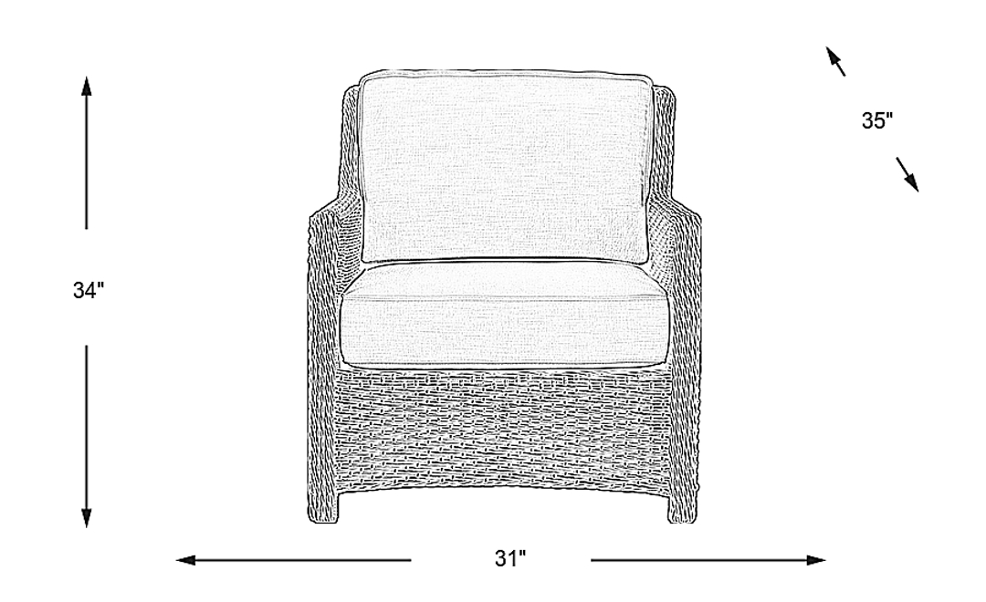 Ridgecrest Brown Outdoor Club Chair with Pebble Cushions