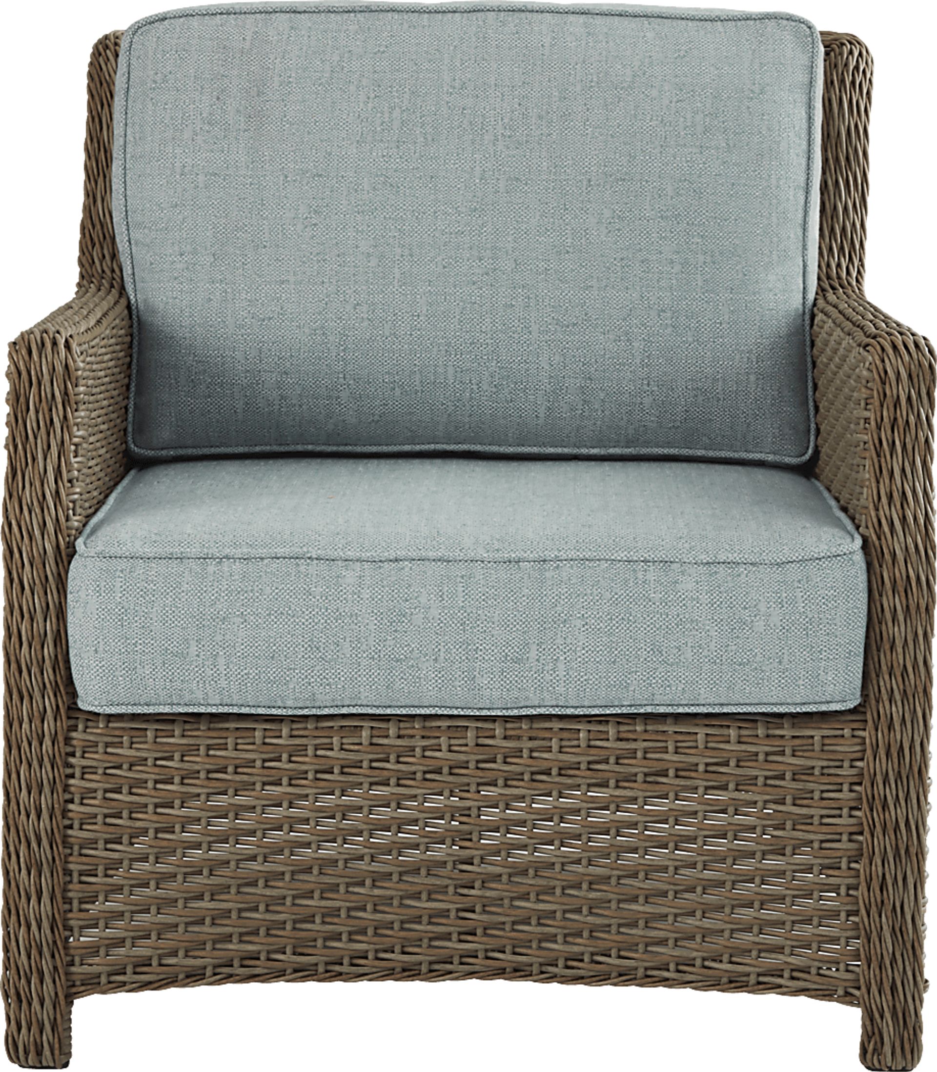 Ridgecrest Brown Outdoor Club Chair with Seafoam Cushions - Image 3