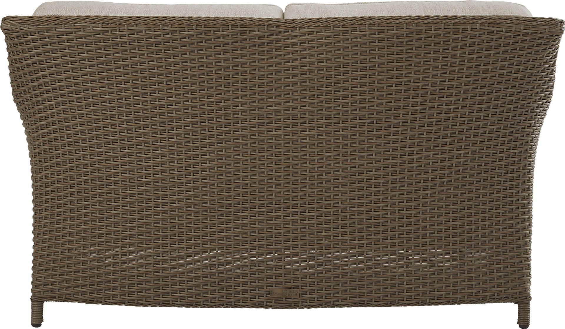 Ridgecrest Gray 4 pc Outdoor Loveseat Seating Set With Pebble Cushions - Image 3