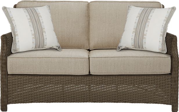 Ridgecrest Gray Outdoor Loveseat with Pebble Cushions