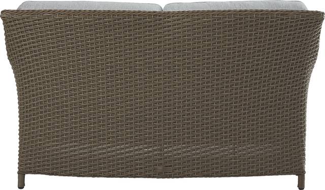 Ridgecrest Gray 4 pc Outdoor Loveseat Seating Set With Seafoam Cushions - Thumbnail - Image 3