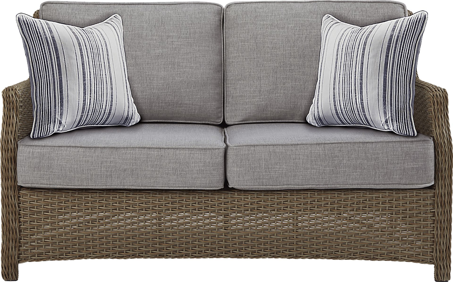 Ridgecrest Gray 4 pc Outdoor Loveseat Seating Set With Slate Cushions - Image 2