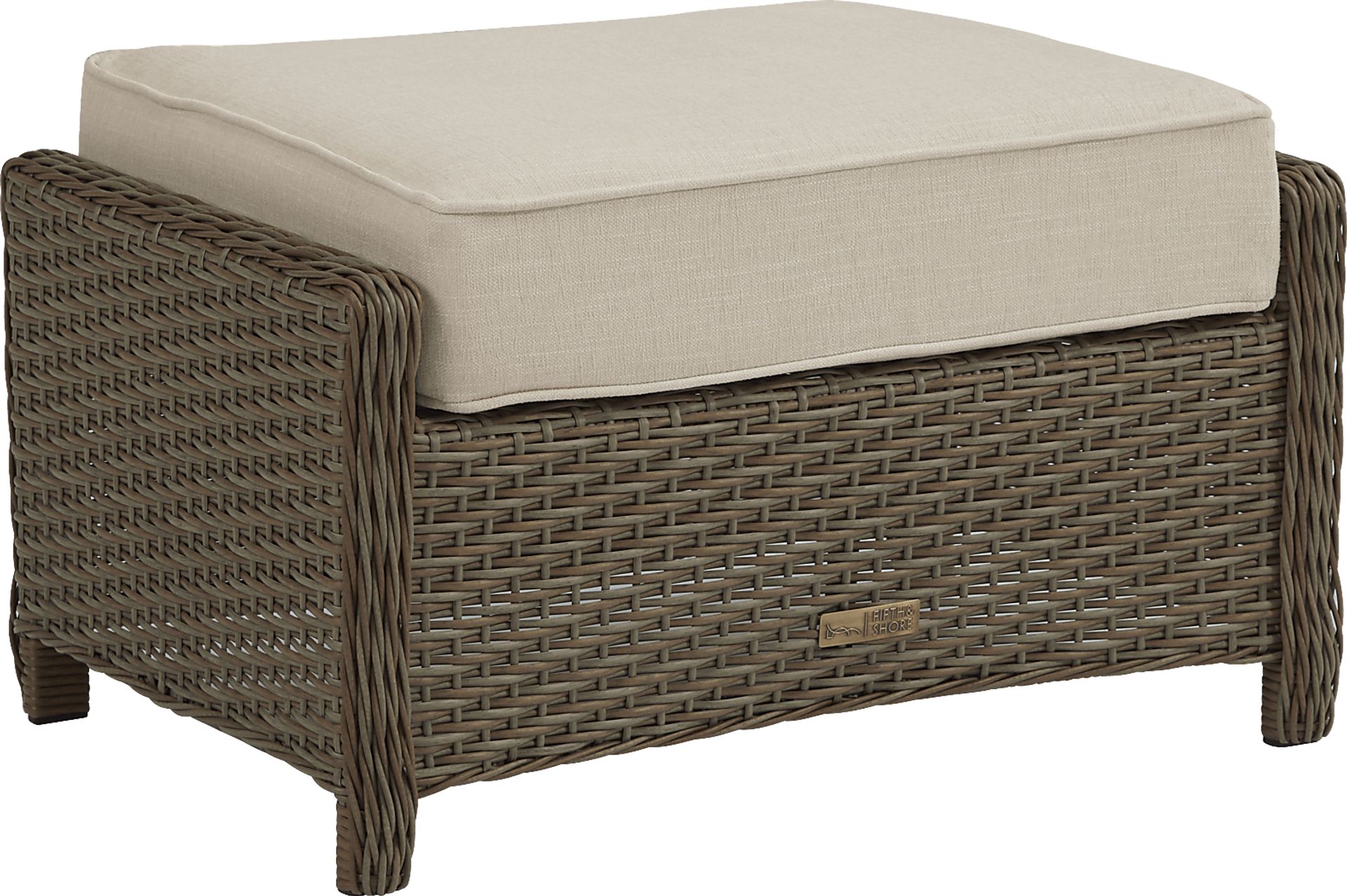 Ridgecrest Brown Outdoor Ottoman with Parchment Cushion - Image 2