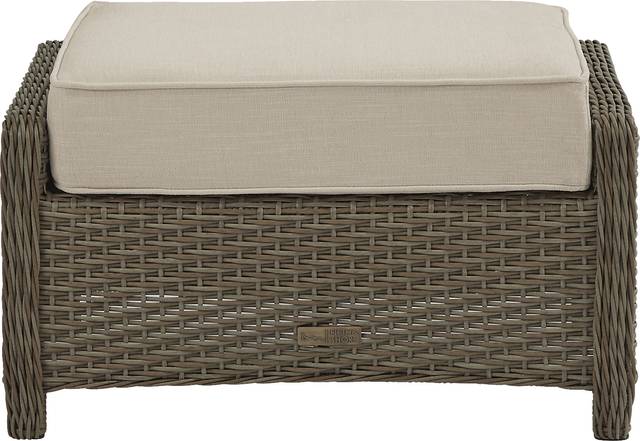 Ridgecrest Brown Outdoor Ottoman with Parchment Cushion - Thumbnail - Image 1