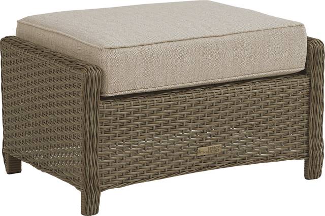 Ridgecrest Brown Outdoor Ottoman with Pebble Cushion - Thumbnail - Image 2