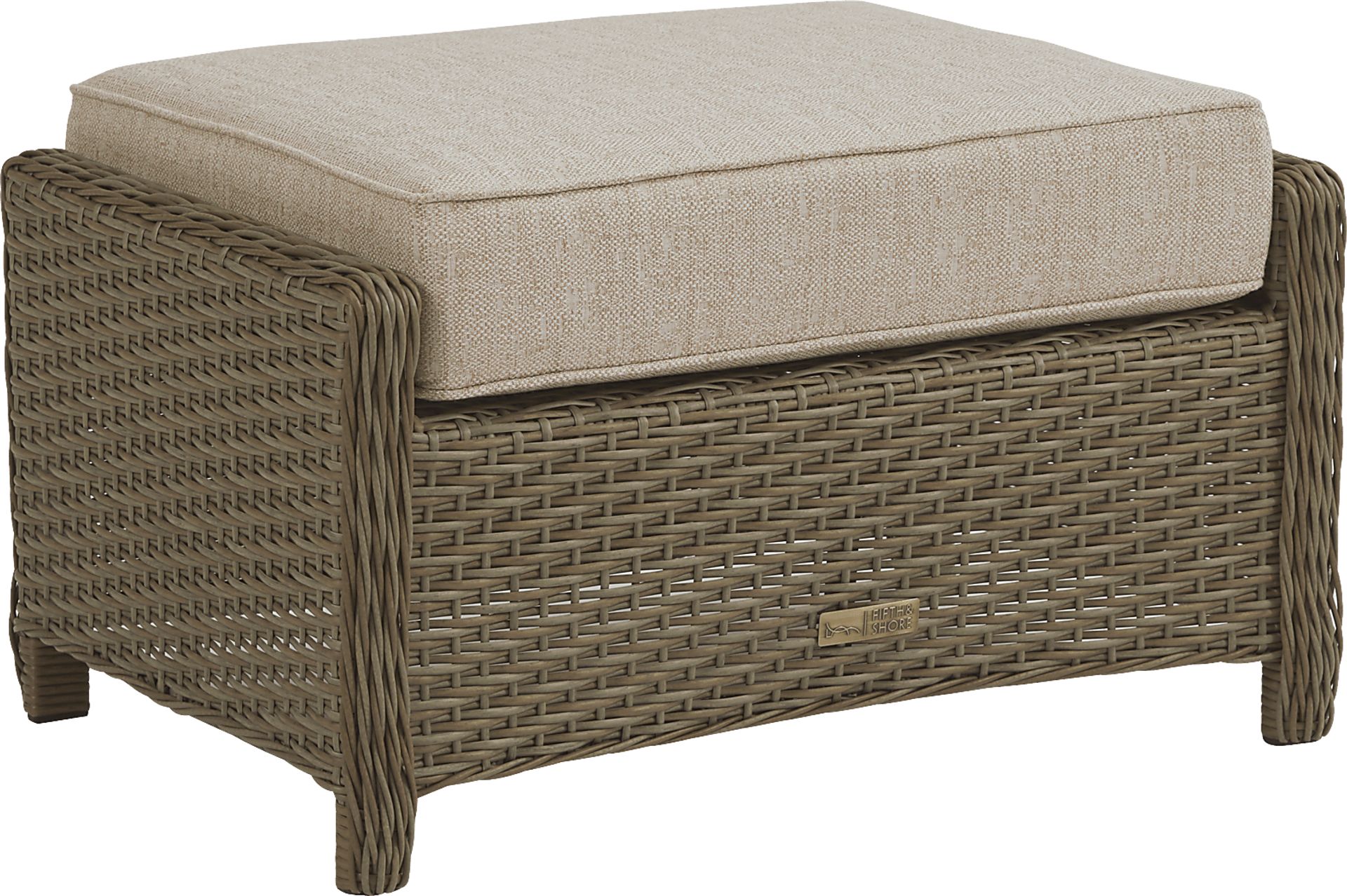 Ridgecrest Brown Outdoor Ottoman with Pebble Cushion - Image 2
