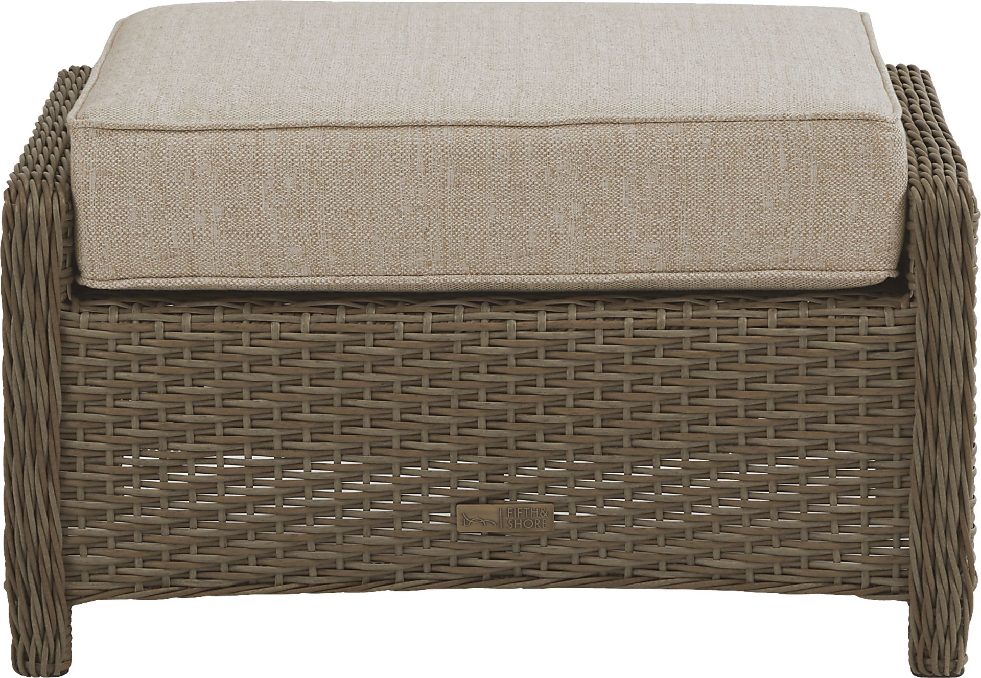 Ridgecrest Brown Outdoor Ottoman with Pebble Cushion - Image 1