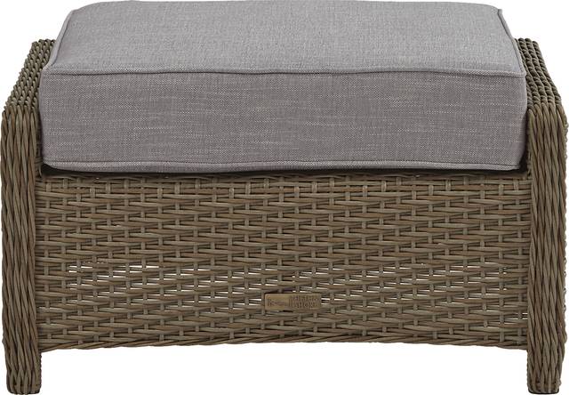 Ridgecrest Brown Outdoor Ottoman with Slate Cushion - Thumbnail - Image 1