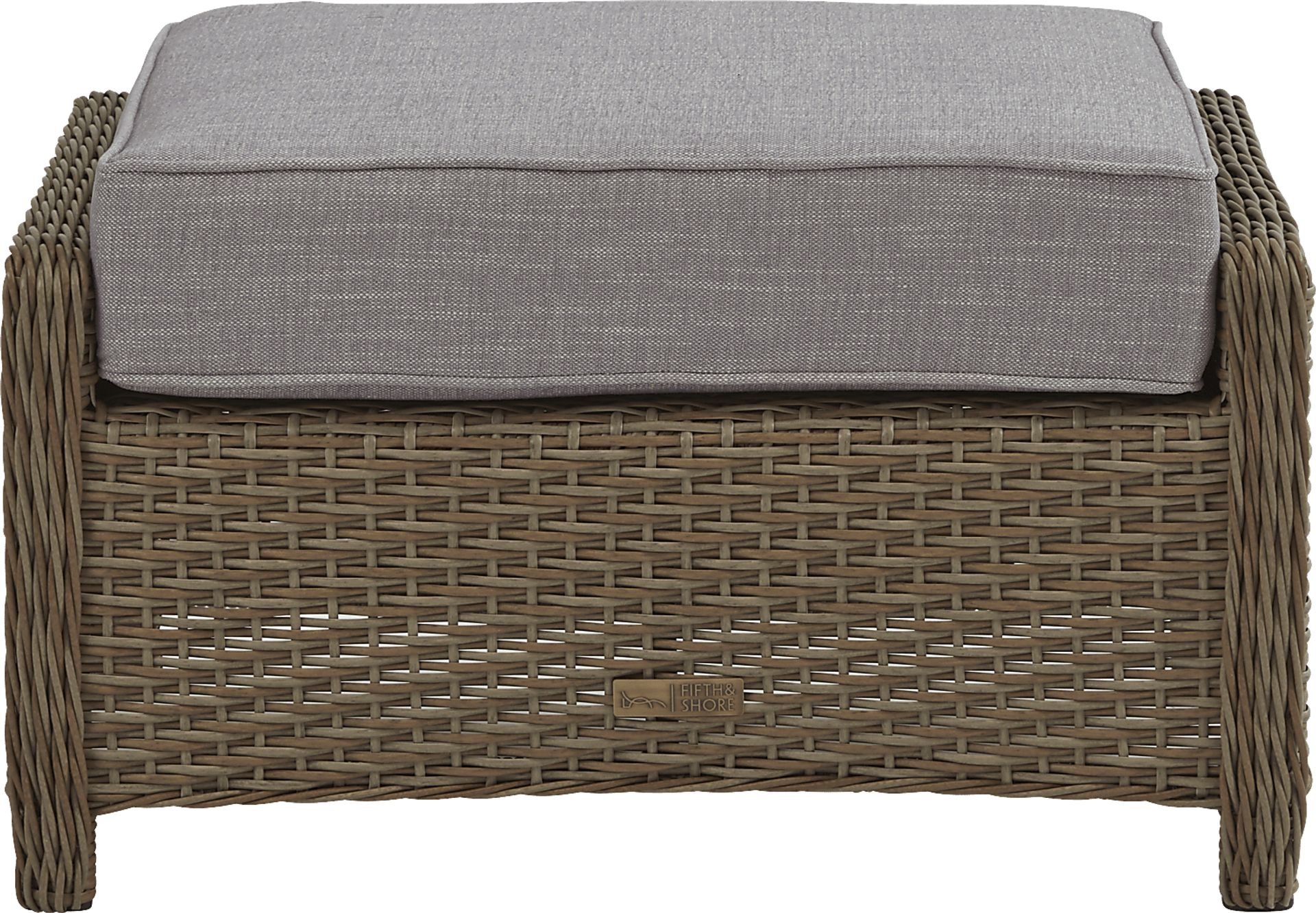 Ridgecrest Brown Outdoor Ottoman with Slate Cushion - Image 1