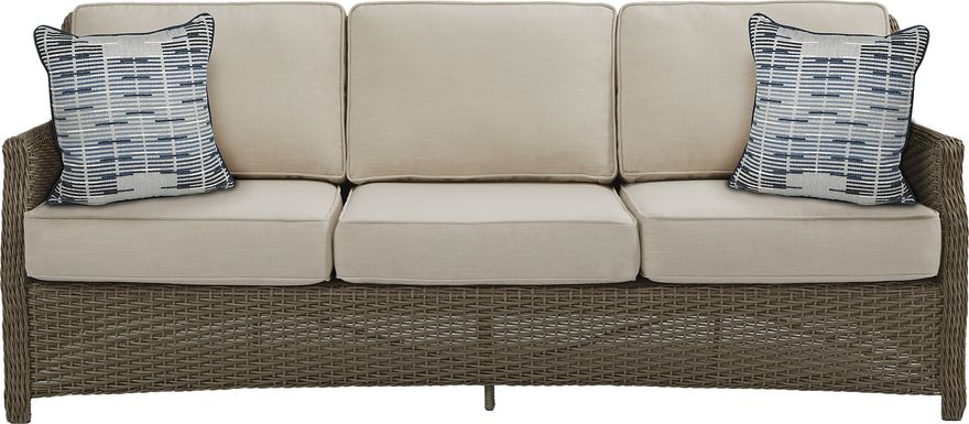 Ridgecrest Gray Outdoor Sofa with Parchment Cushions