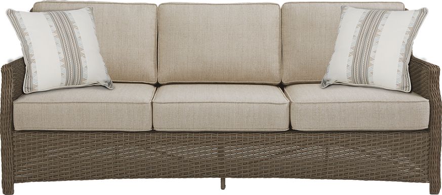 Ridgecrest Gray Outdoor Sofa with Pebble Cushions