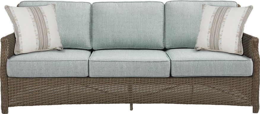 Ridgecrest Gray Outdoor Sofa with Seafoam Cushions