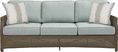 Ridgecrest Brown Outdoor Sofa with Seafoam Cushions