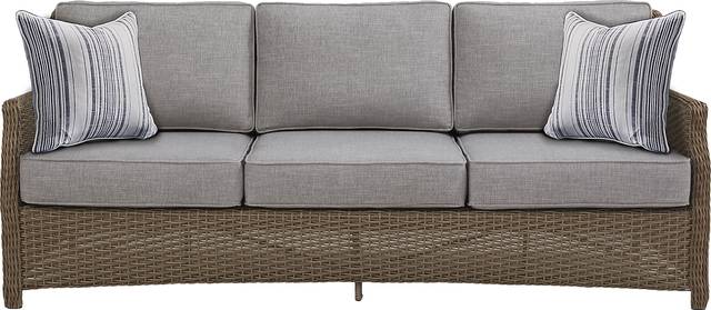 Ridgecrest Brown Outdoor Sofa with Slate Cushions - Thumbnail - Image 1