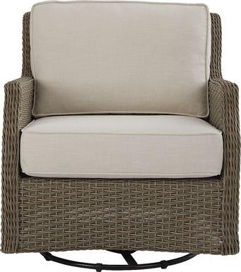 Ridgecrest Gray Outdoor Swivel Club Chair with Parchment Cushions