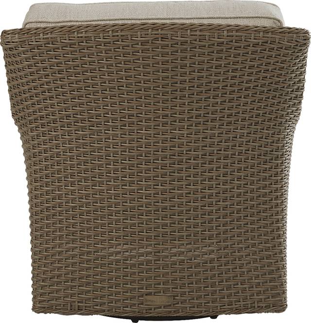 Ridgecrest Brown Outdoor Swivel Club Chair With Pebble Cushions - Thumbnail - Image 3