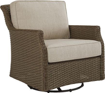 Ridgecrest Gray Outdoor Swivel Club Chair With Pebble Cushions