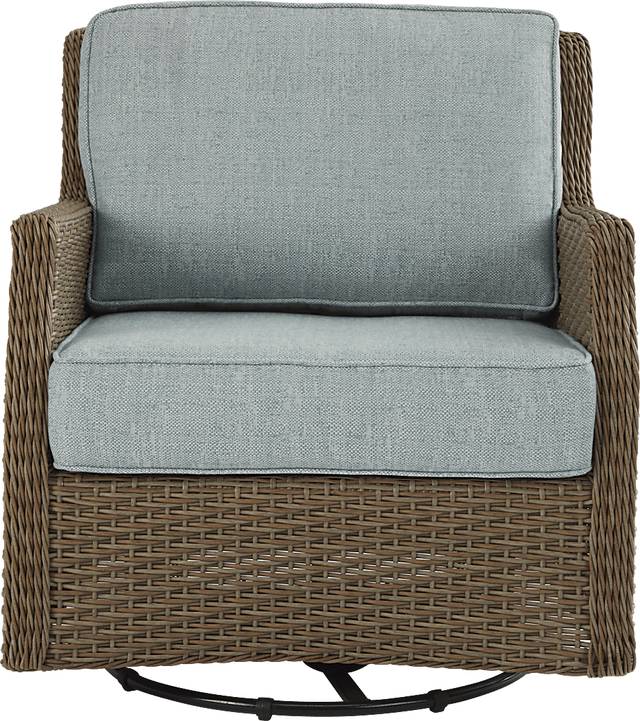 Ridgecrest Brown Outdoor Swivel Club Chair with Seafoam Cushions - Thumbnail - Image 2
