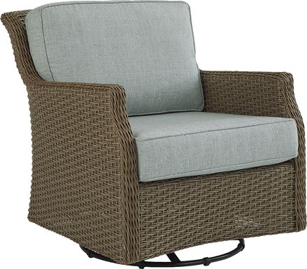 Ridgecrest Gray Outdoor Swivel Club Chair with Seafoam Cushions