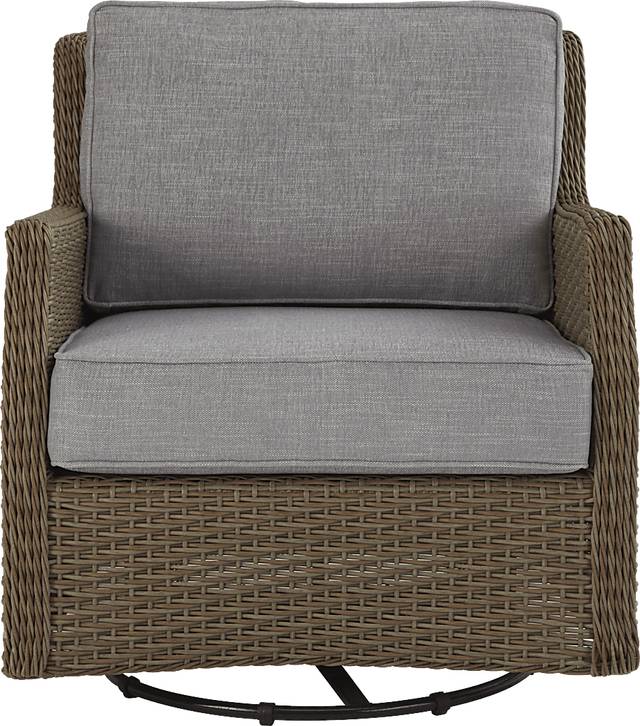 Ridgecrest Brown Outdoor Swivel Club Chair With Slate Cushions - Thumbnail - Image 2