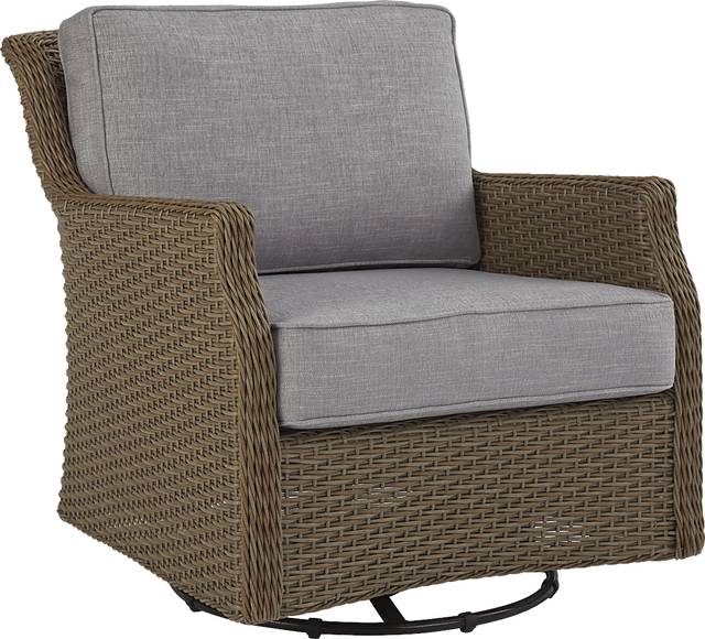 Ridgecrest Brown Outdoor Swivel Club Chair With Slate Cushions - Thumbnail - Image 1