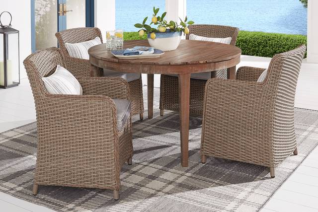 Ridgecrest Brown Outdoor Arm Chair with Slate Cushions - Thumbnail - Image 2