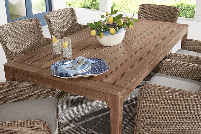 Ridgecrest Natural 74 in. Rectangle Outdoor Dining Table - Thumbnail - Image 2