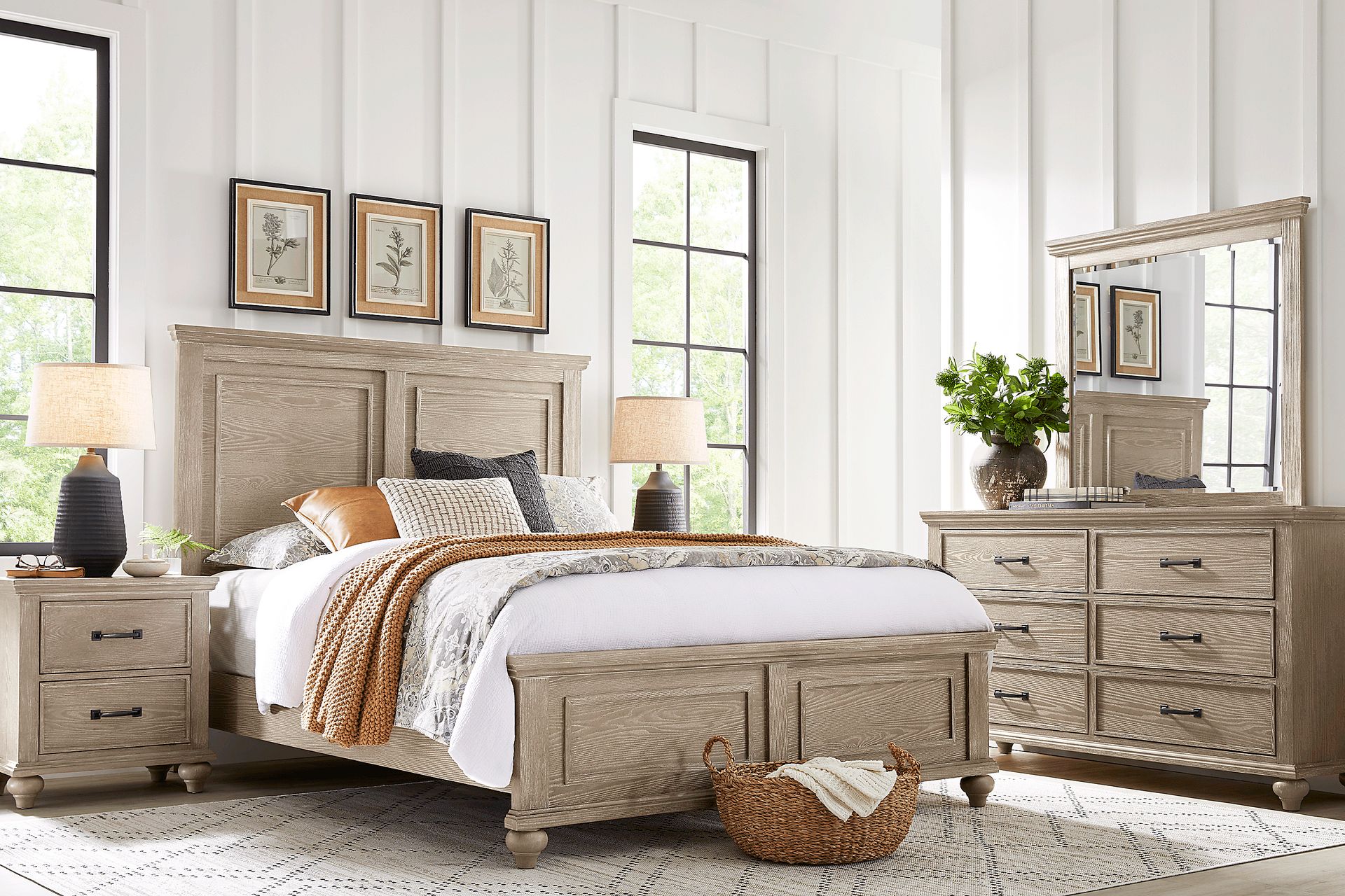 Ridgefield Natural 7 Pc Queen Panel Bedroom - Image 1
