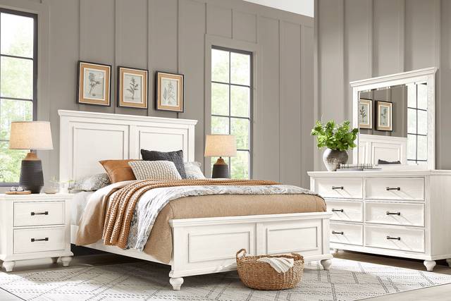 Ridgefield White 7 Pc King Panel Bedroom - Thumbnail - Image 1