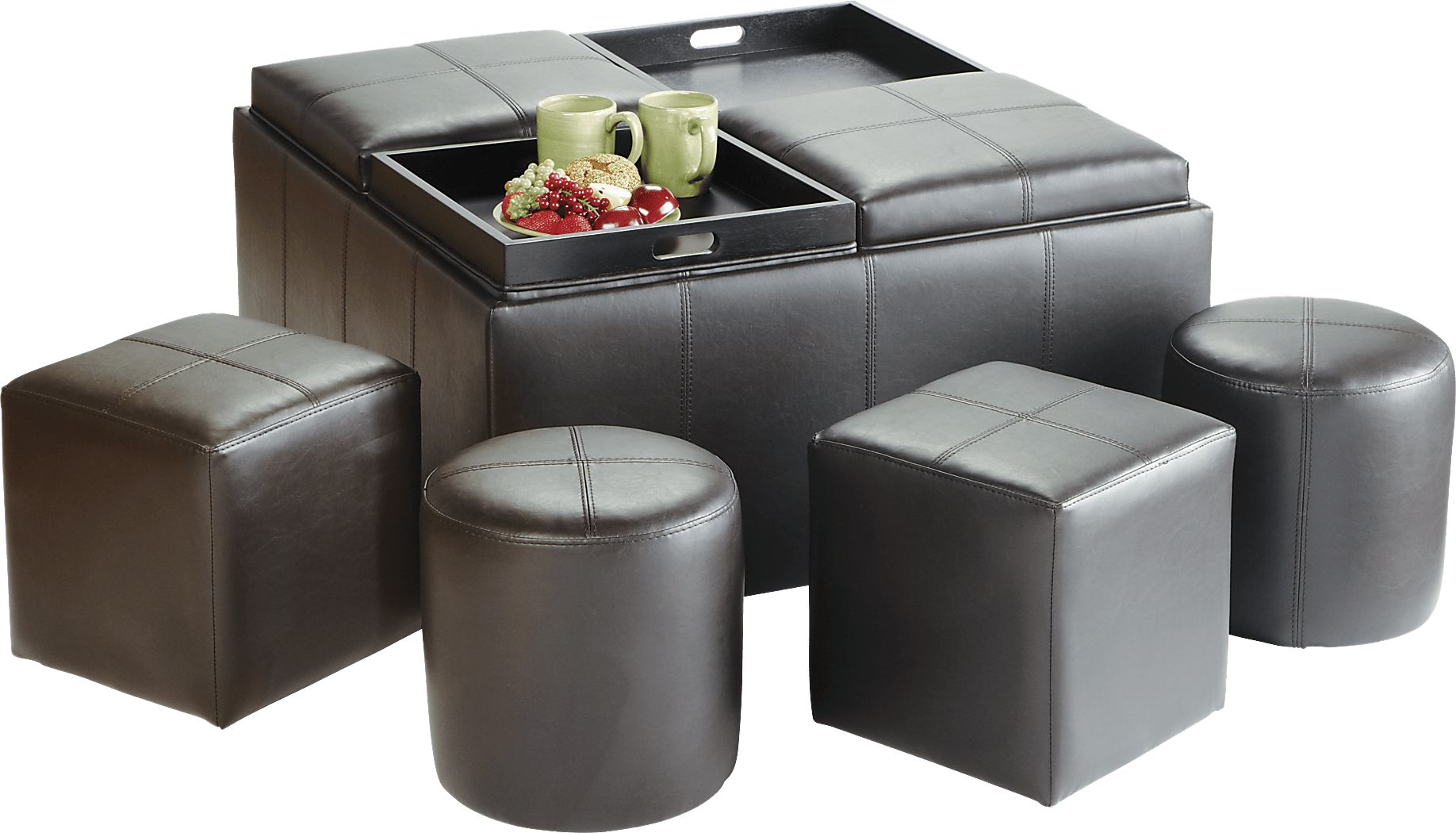 Ridgeville Brown Vinyl Fabric Storage Ottoman