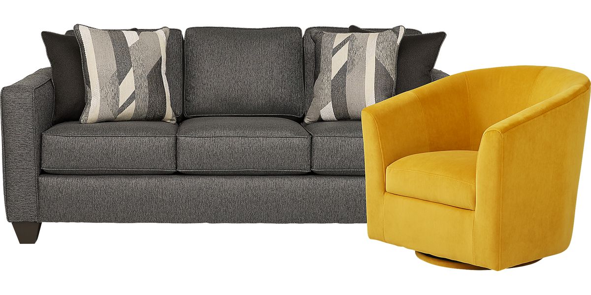 Ridgewater 2 Pc Graphite Gray Textured Living Room Set With Sofa ...
