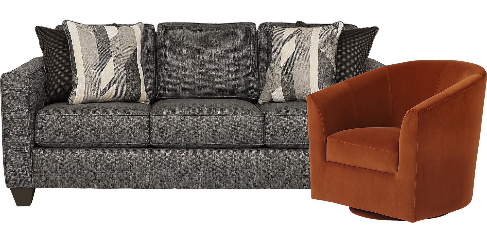 Ridgewater Graphite Sofa with Rust Accent Chair - Image 1