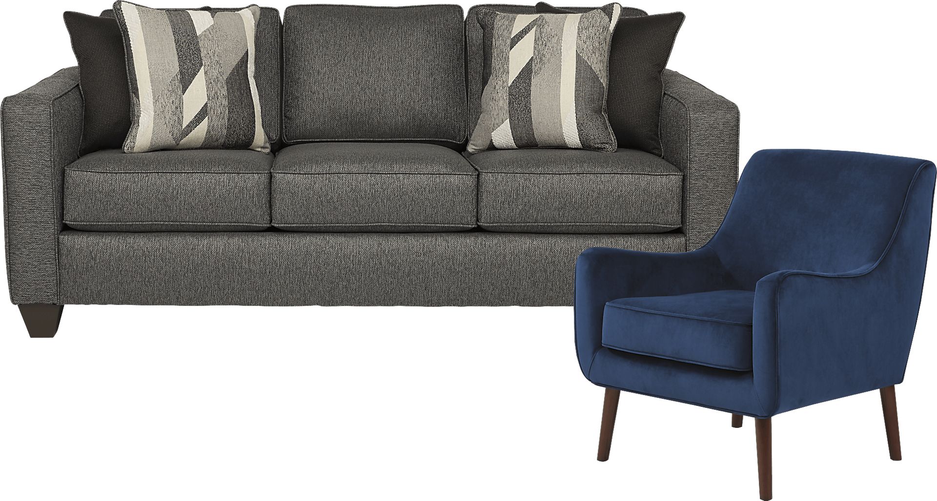 Ridgewater 2 Pc Graphite Gray Textured Living Room Set With Sofa ...