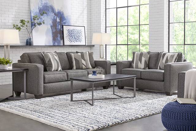 Ridgewater Graphite 7 Pc Living Room with Gel Foam Sleeper Sofa - Thumbnail - Image 1