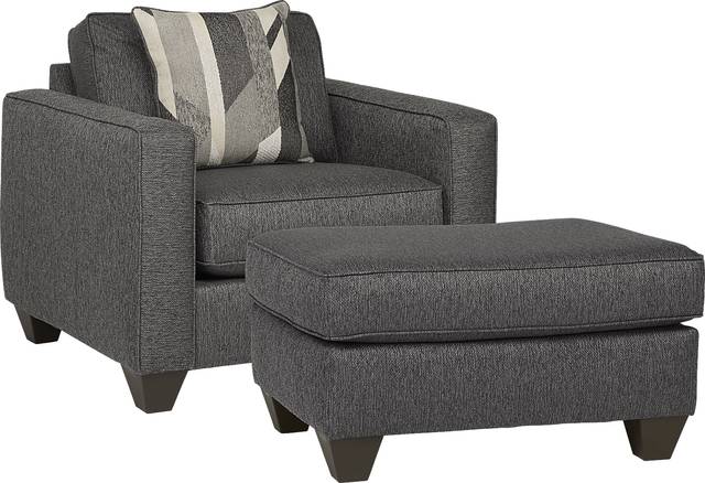 Ridgewater Graphite Chair and Ottoman - Thumbnail - Image 1