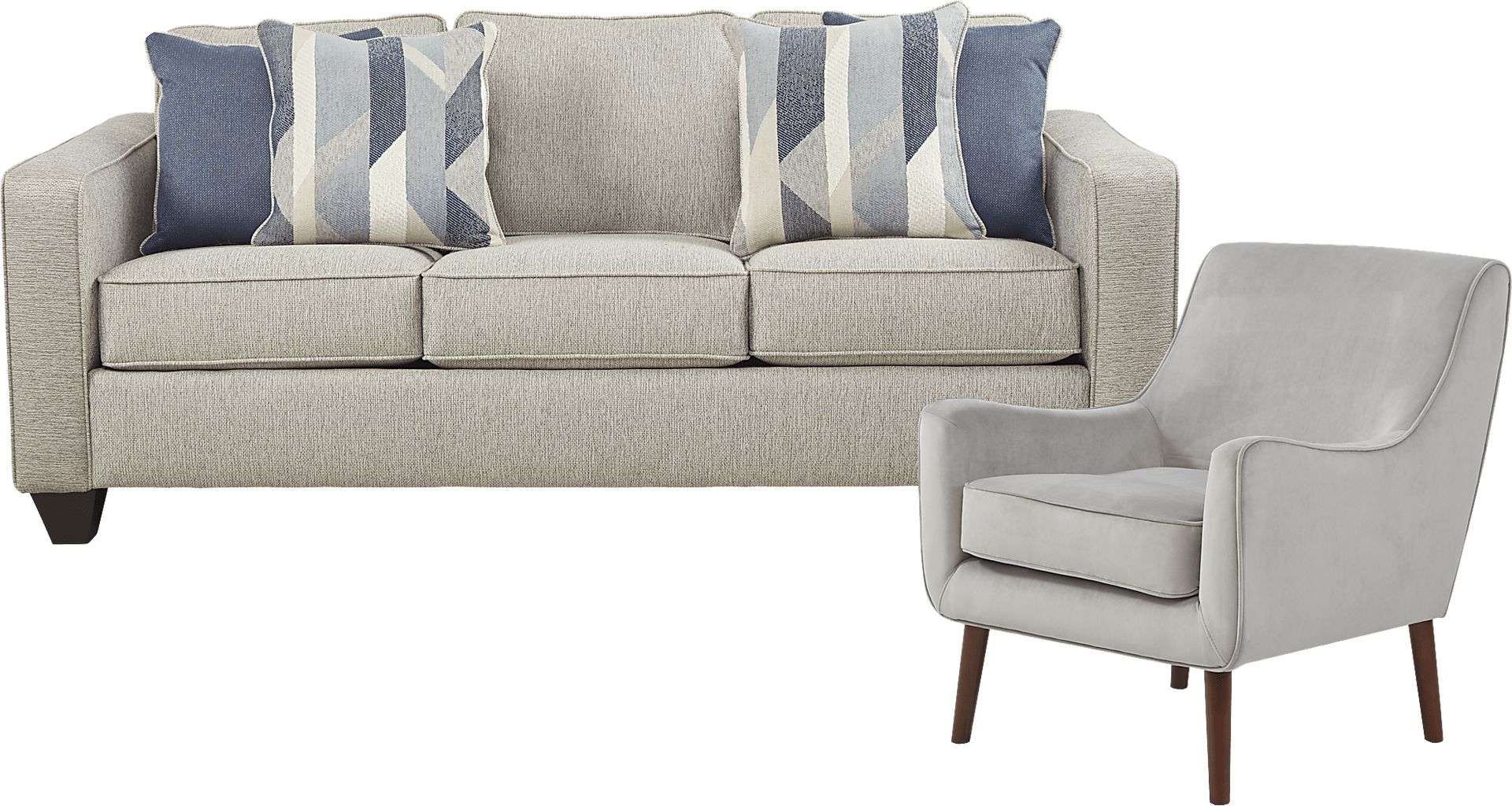 Ridgewater 2 Pc Light Gray Textured Living Room Set With Sofa, Accent ...