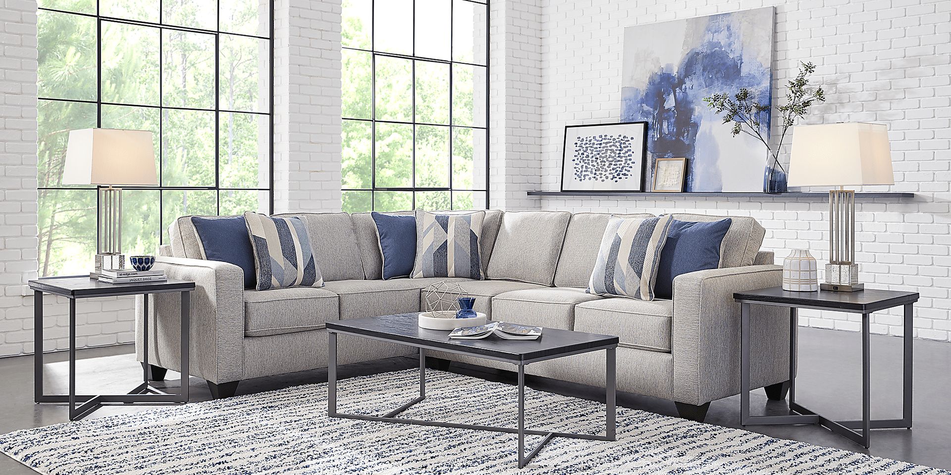 Ridgewater Light Gray 5 Pc Sectional Living Room - Image 1