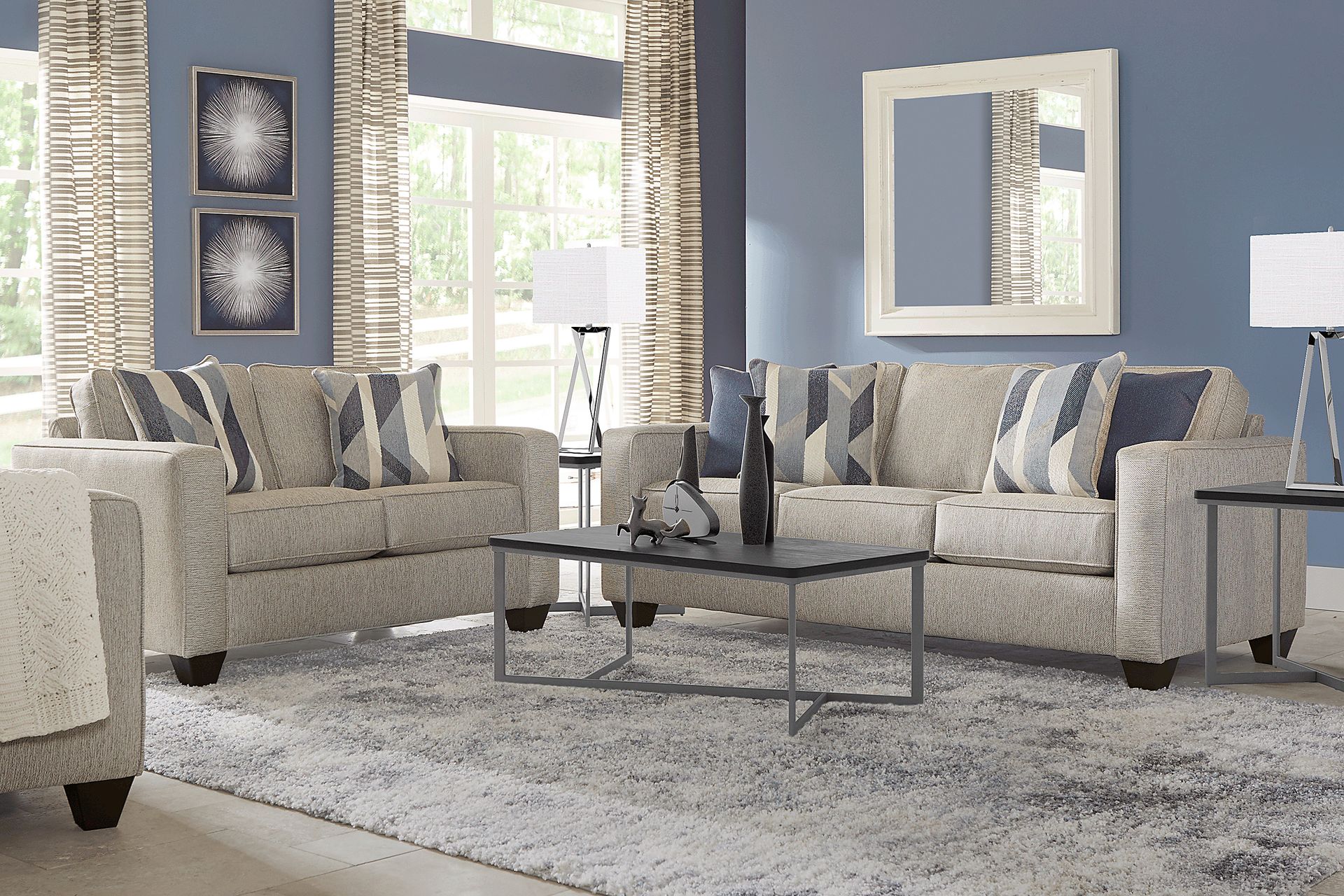 Ridgewater Light Gray 7 Pc Living Room with Gel Foam Sleeper Sofa - Image 1