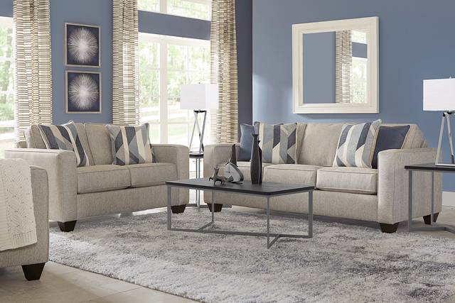 Ridgewater Light Gray 7 Pc Living Room with Sleeper Sofa - Thumbnail - Image 1