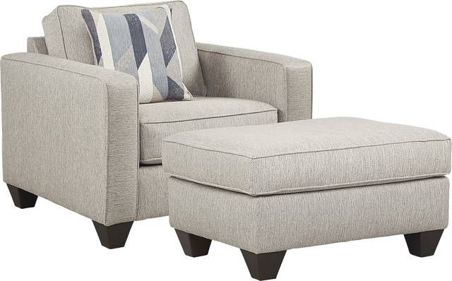Ridgewater Light Gray Chair and Ottoman - Thumbnail - Image 1