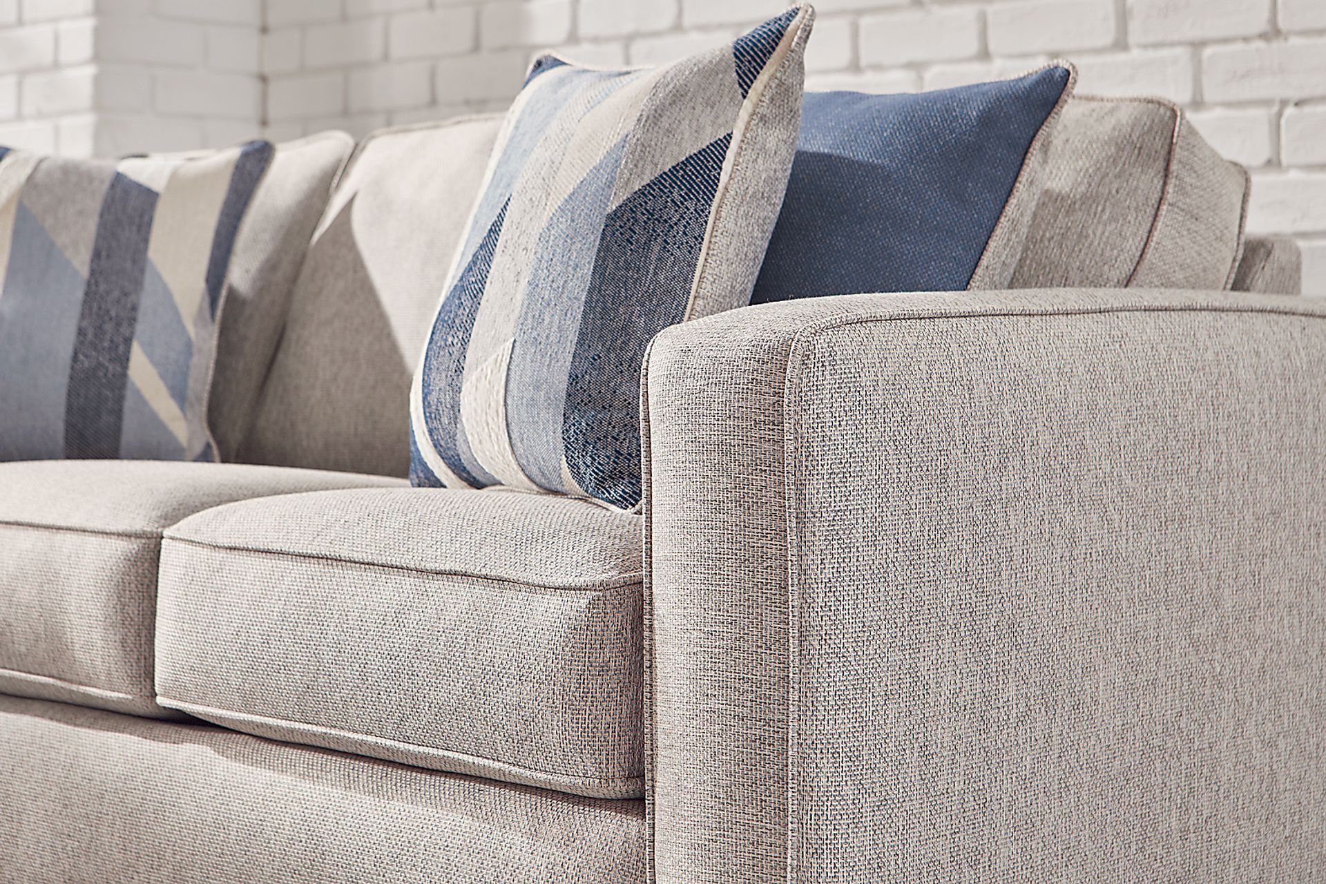Ridgewater Light Gray Sofa with Rust Accent Chair - Image 3