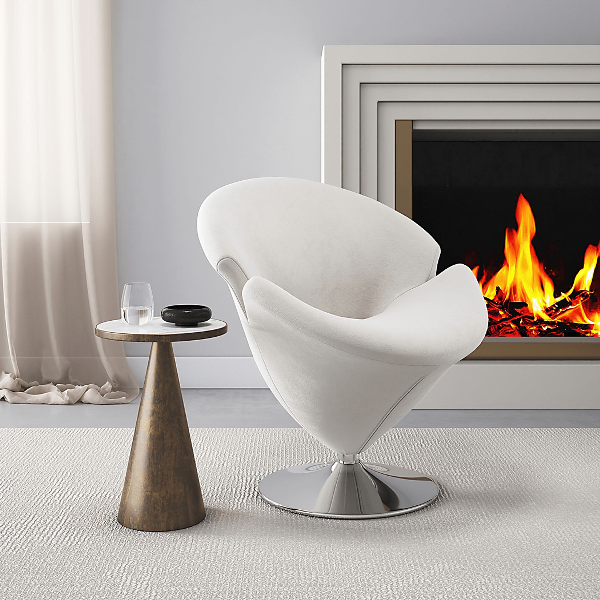 Rienders White Accent Chair - Image 2