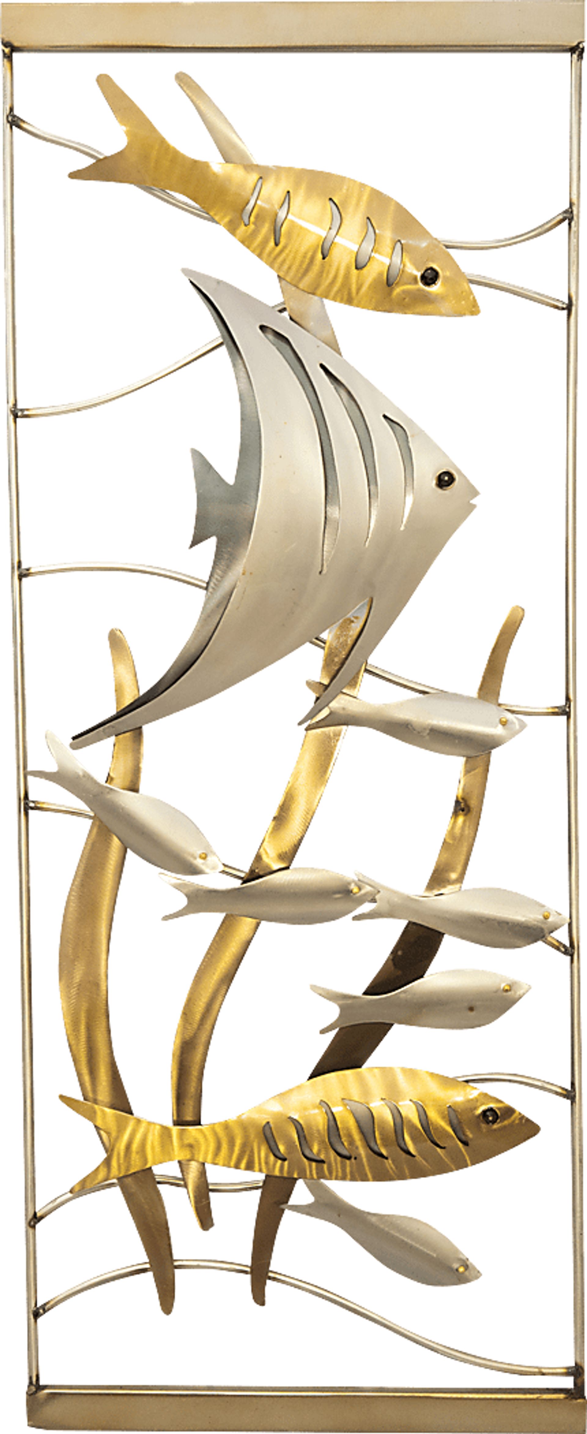 Right Home Aquarium Gold Indoor/Outdoor Wall Art - Image 1