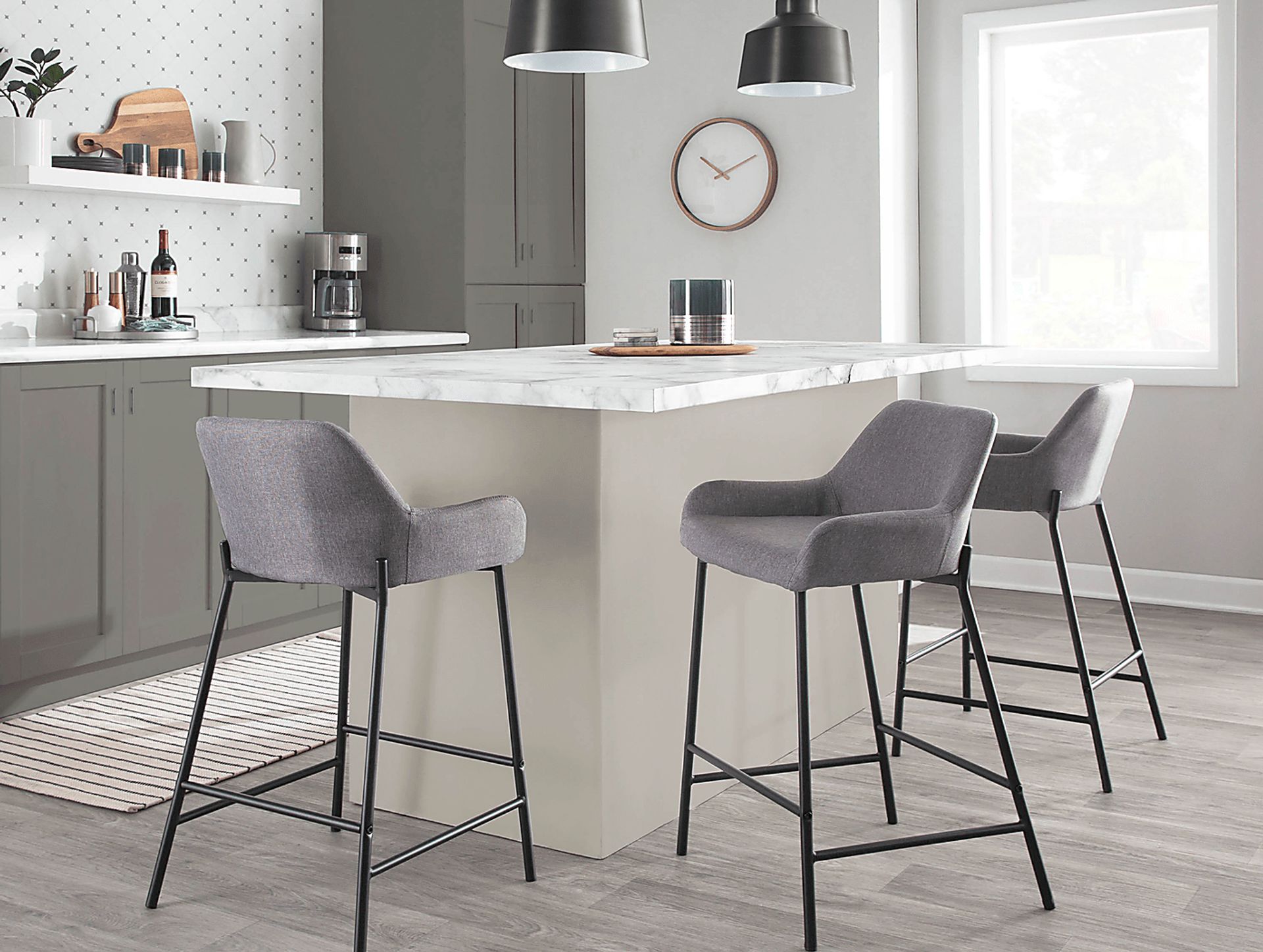 Rimcrest II Gray Fabric Counter Height Stool Set of 2 - Image 9